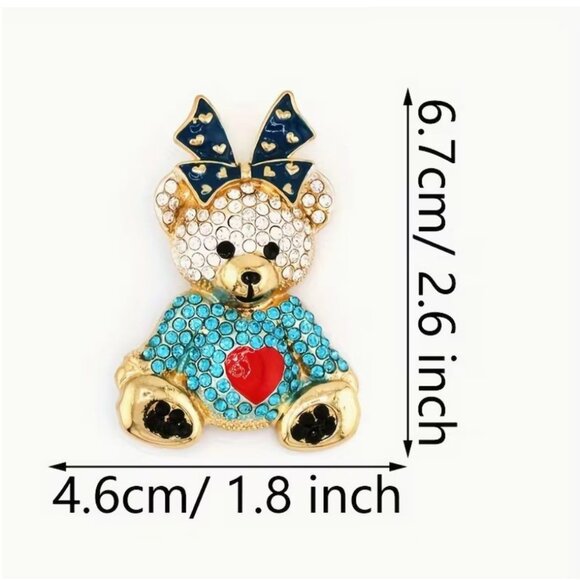 Betsey Johnson Crystal Teddy Bear Brooch - Picture 2 of 2
